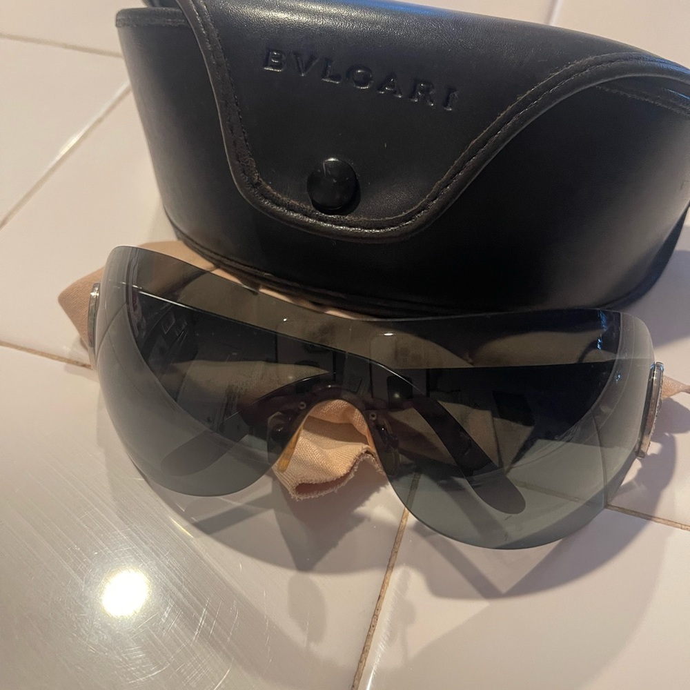 Bulgari Black Wraparound Sunglasses